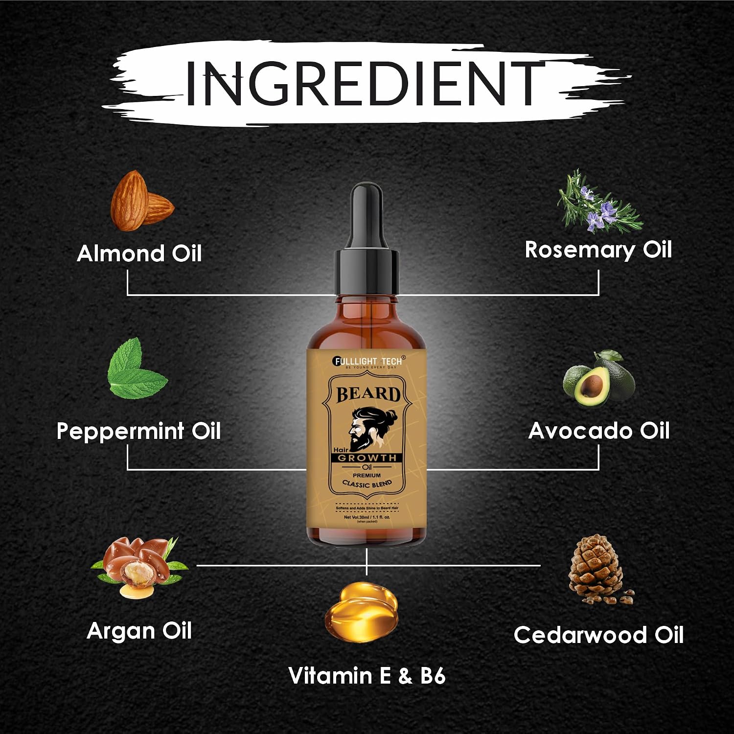 Fulllight Tech Beard Growth Oil for Men-30ml - 2