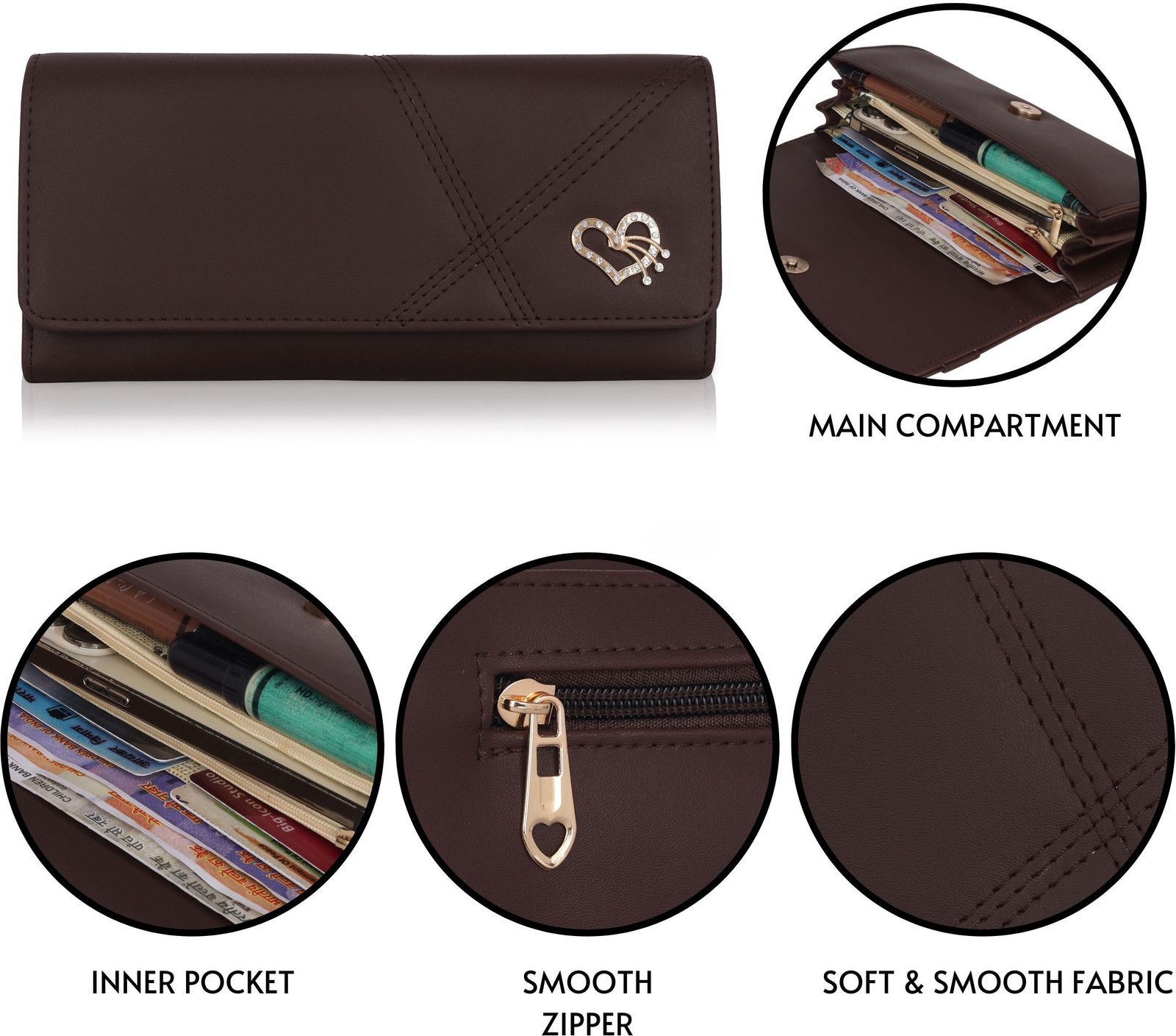 Reshu Casual Brown Clutch Wallet For Women - 4