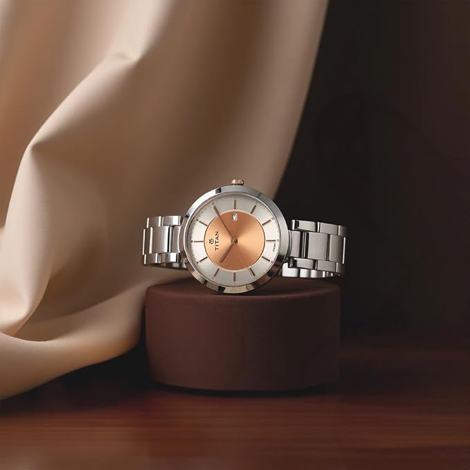 Titan Ladies Neo-Ii Analog Rose Gold Dial Women's Watch-NL2480KM01 - 5