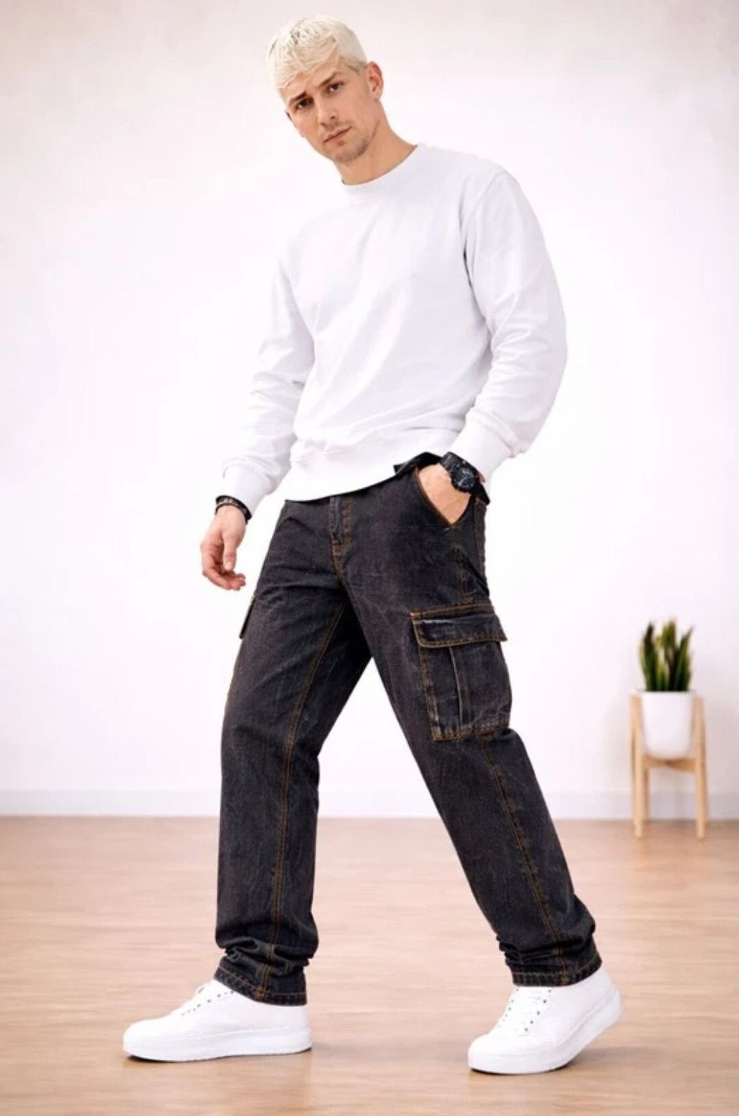 Playfeel Men Regular Mid Rise Dark Grey Jeans - 4