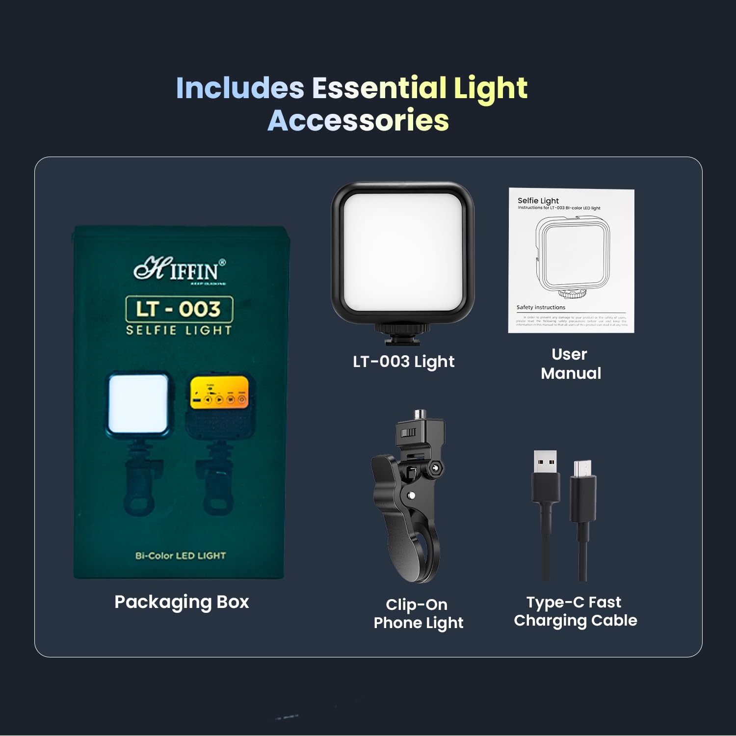 HIFFIN LT-003 Selfie Light with 3000-9000K - 2