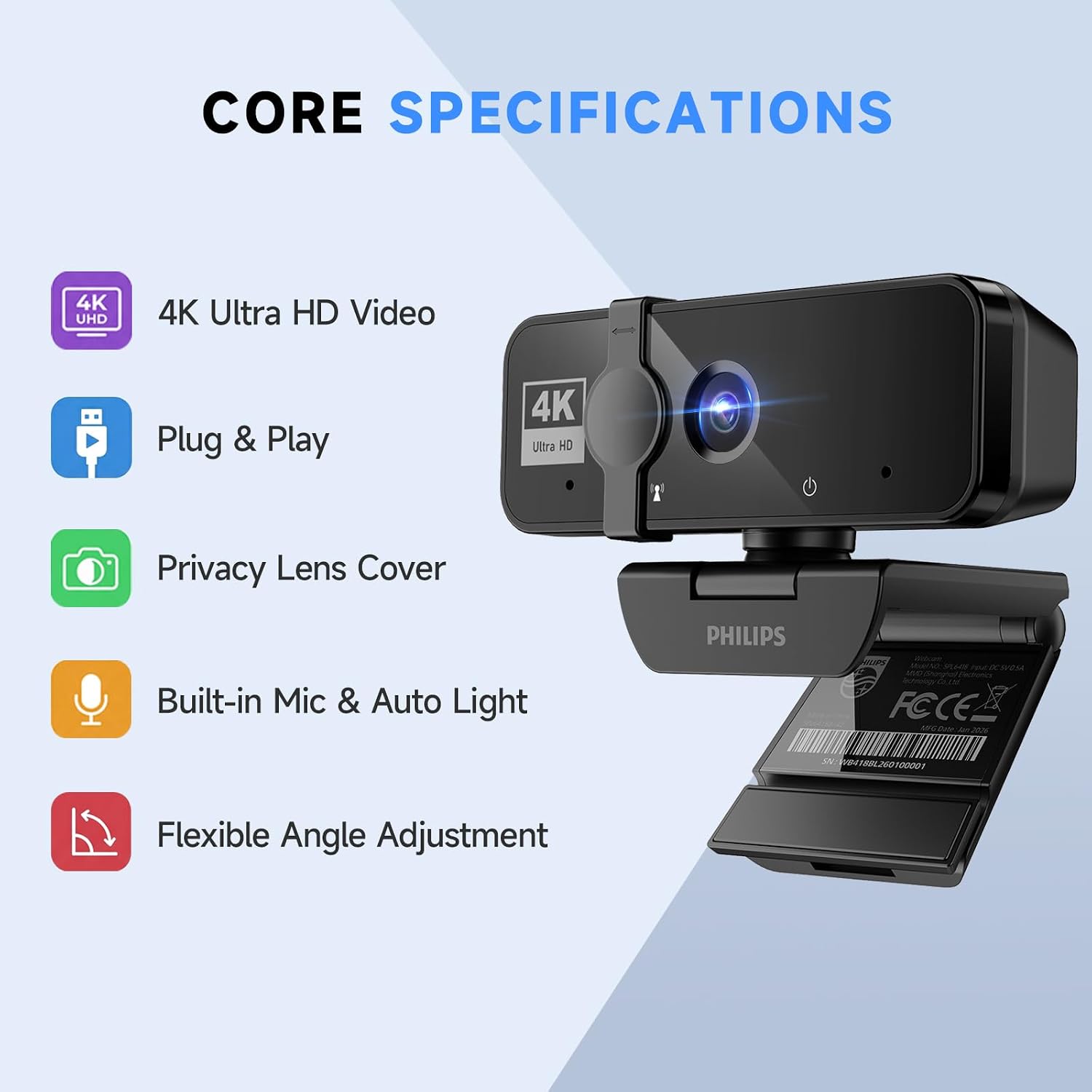 Philips 4K Webcam with Microphone - 3