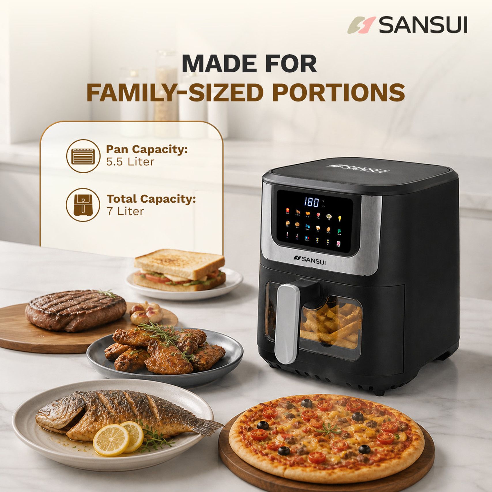 Sansui Air Fryer 7 L Digital Touchscreen - 4