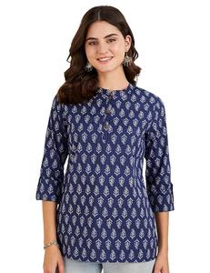 Myx Women Printed Regular Cotton Short Kurti | Amazon Brand