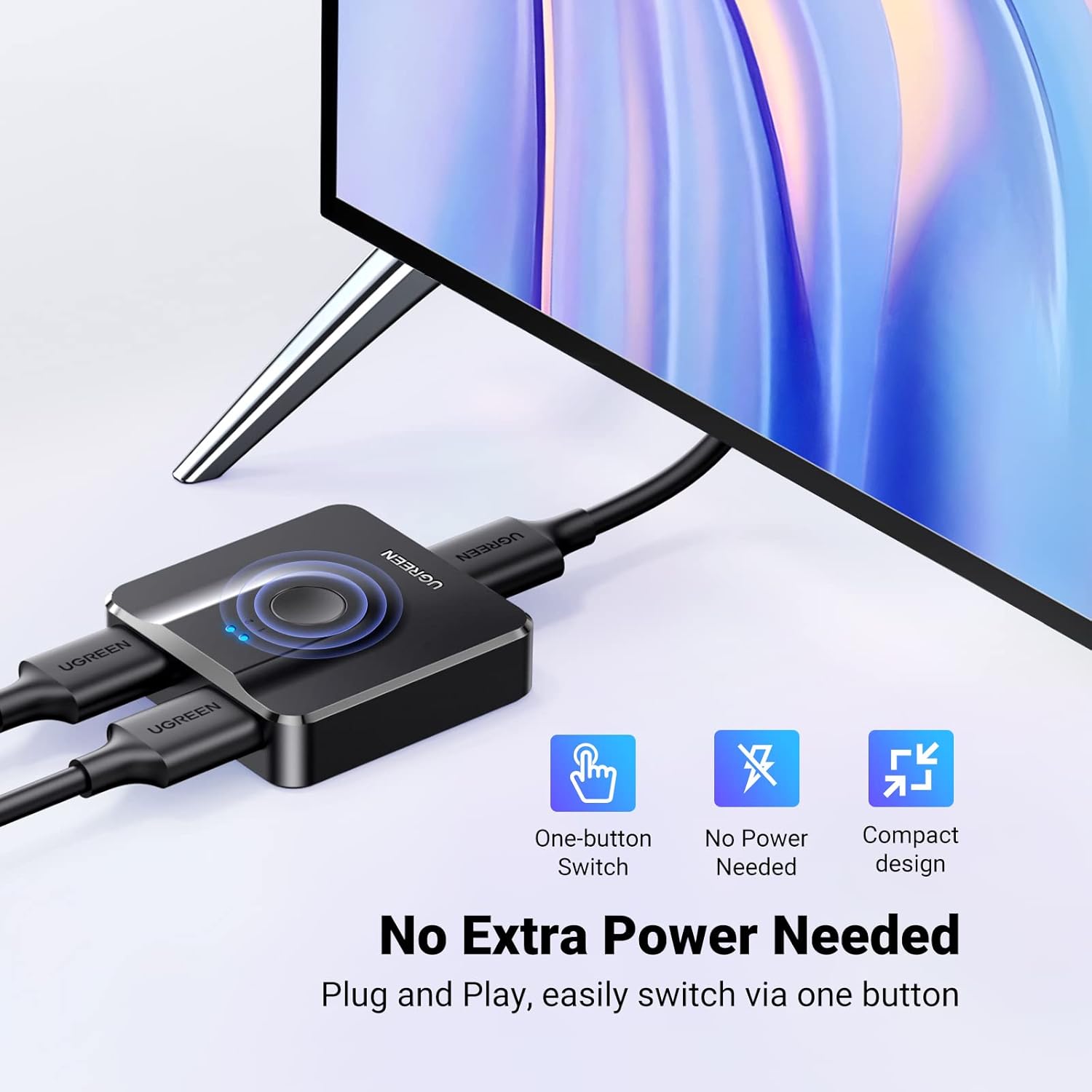 UGREEN HDMI Switch 2 in 1 Out, 4K@60Hz, Bi-Directional, HDR, 3D - 5