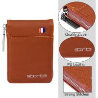 Storite PU Leather Card Holder Money Wallet, Lightbrown - 2