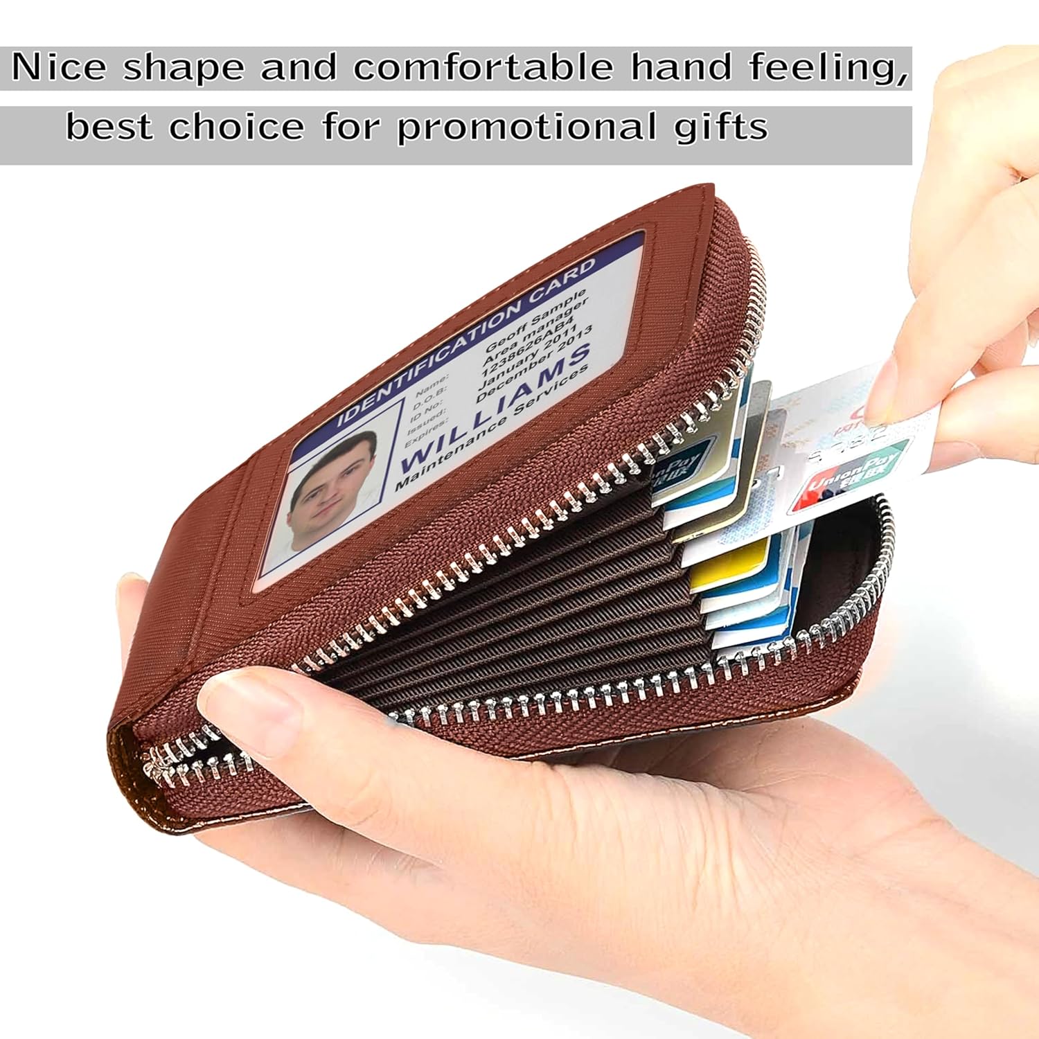 Storite PU Leather Card Holder Money Wallet, Lightbrown - 3