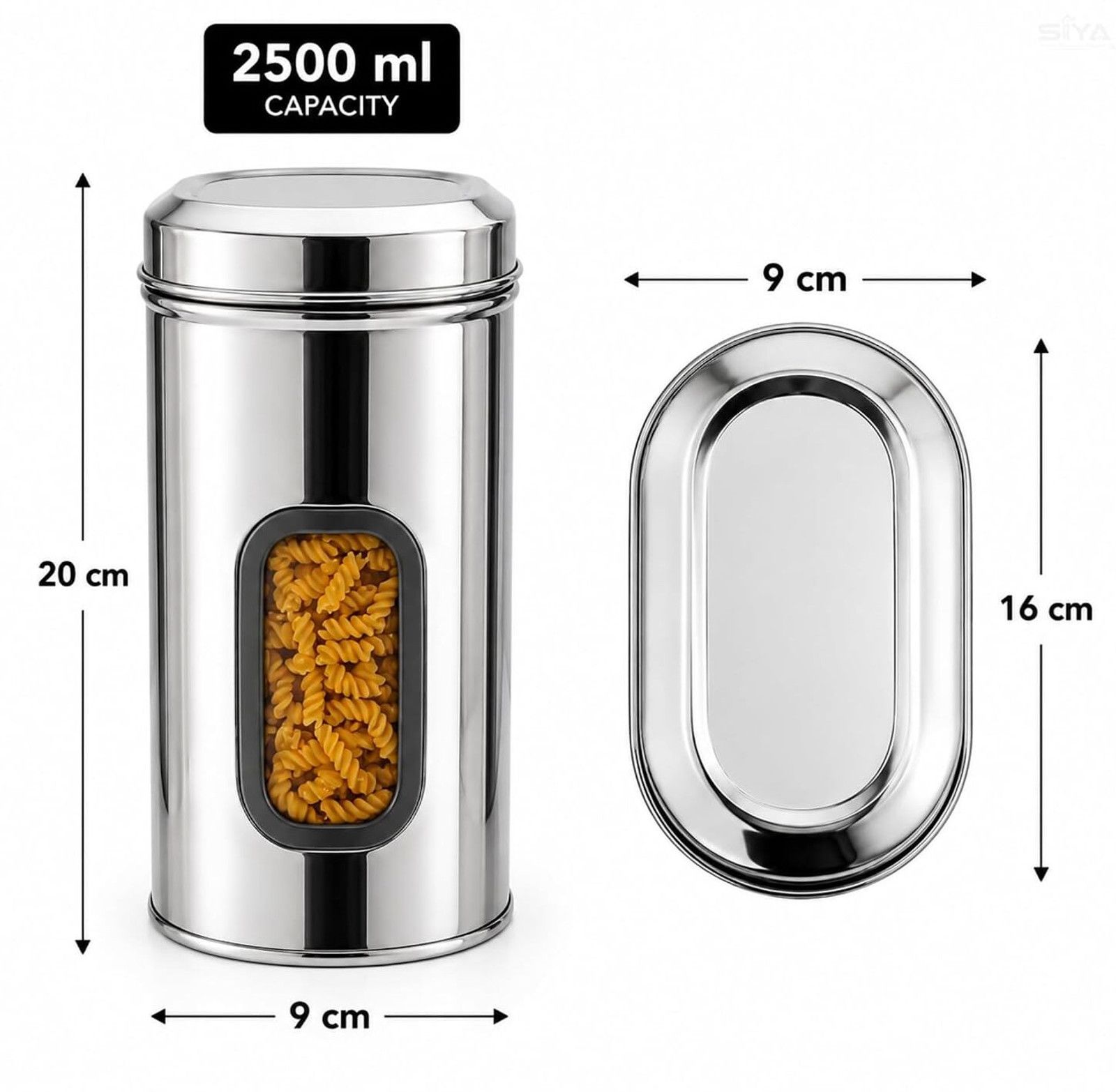 SIYA Stainless Steel Container | 2500 ml | Pack of 3 | Silver - 4