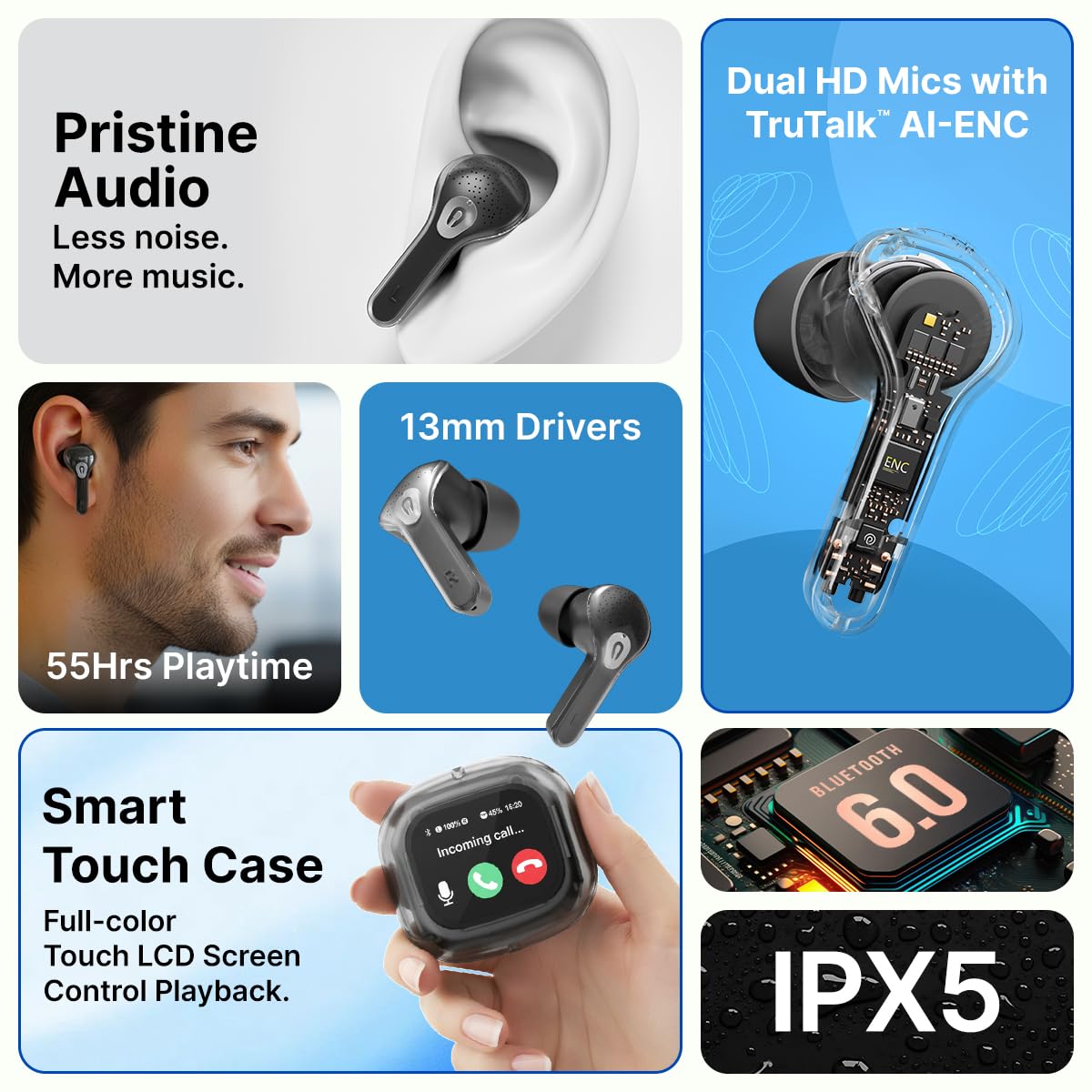 pTron Smart Touch Display Ear Buds - 5