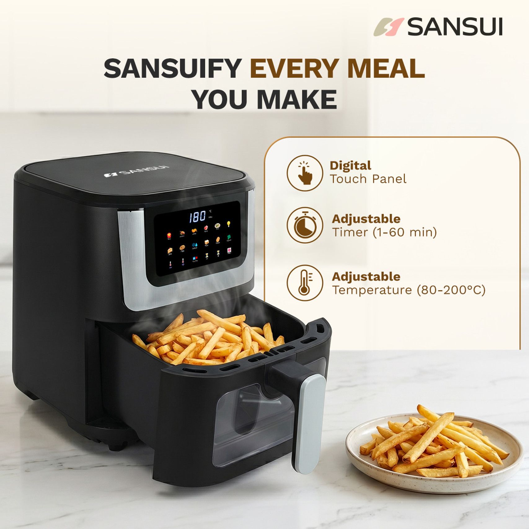 Sansui Air Fryer 7 L Digital Touchscreen - 5