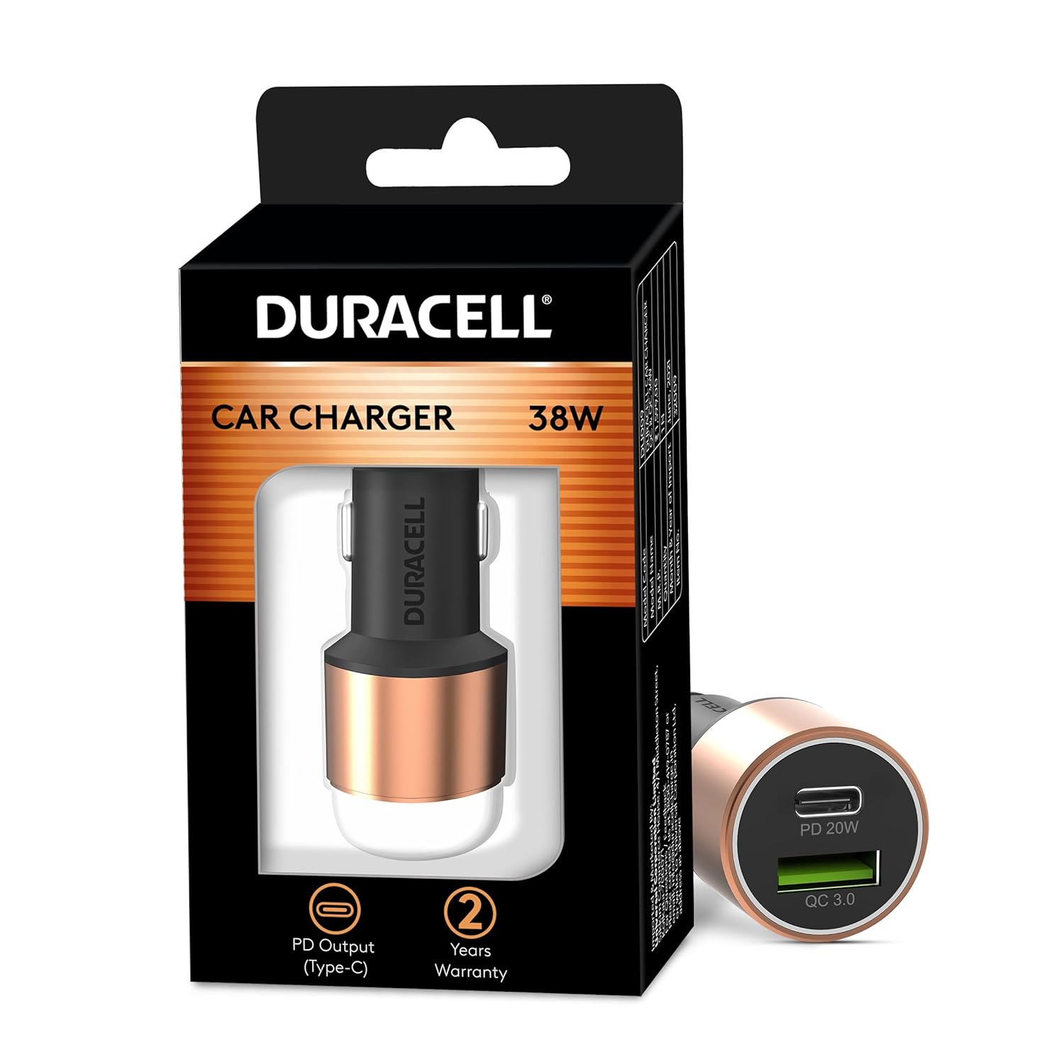 Duracell 38W Fast Car Charger Adapter