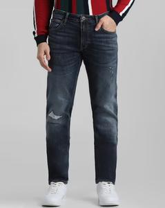 JACK & JONES Men Washed Slim Fit Jeans Insert Pockets