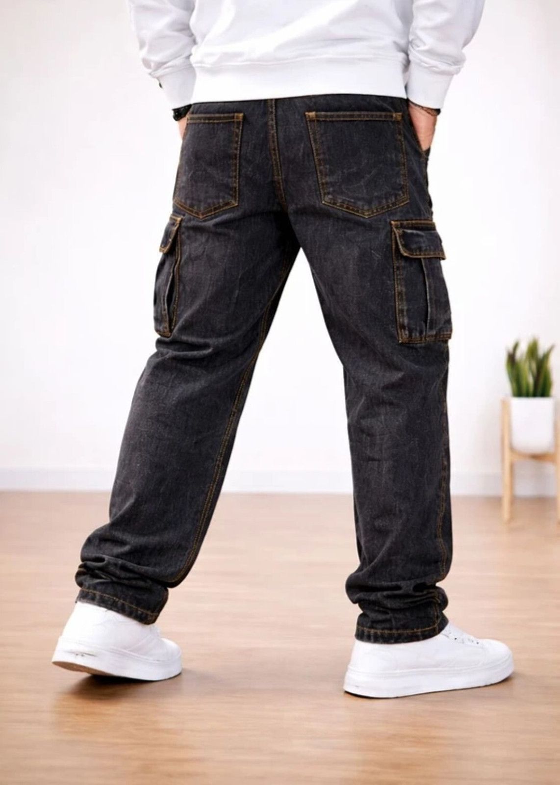 Playfeel Men Regular Mid Rise Dark Grey Jeans - 2