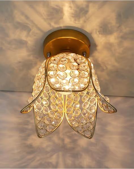HOMESAKE Lotus Crystal Flush Mount Ceiling Light