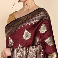 Shoppershopee Woven Kanjivaram Silk Blend Saree - 4