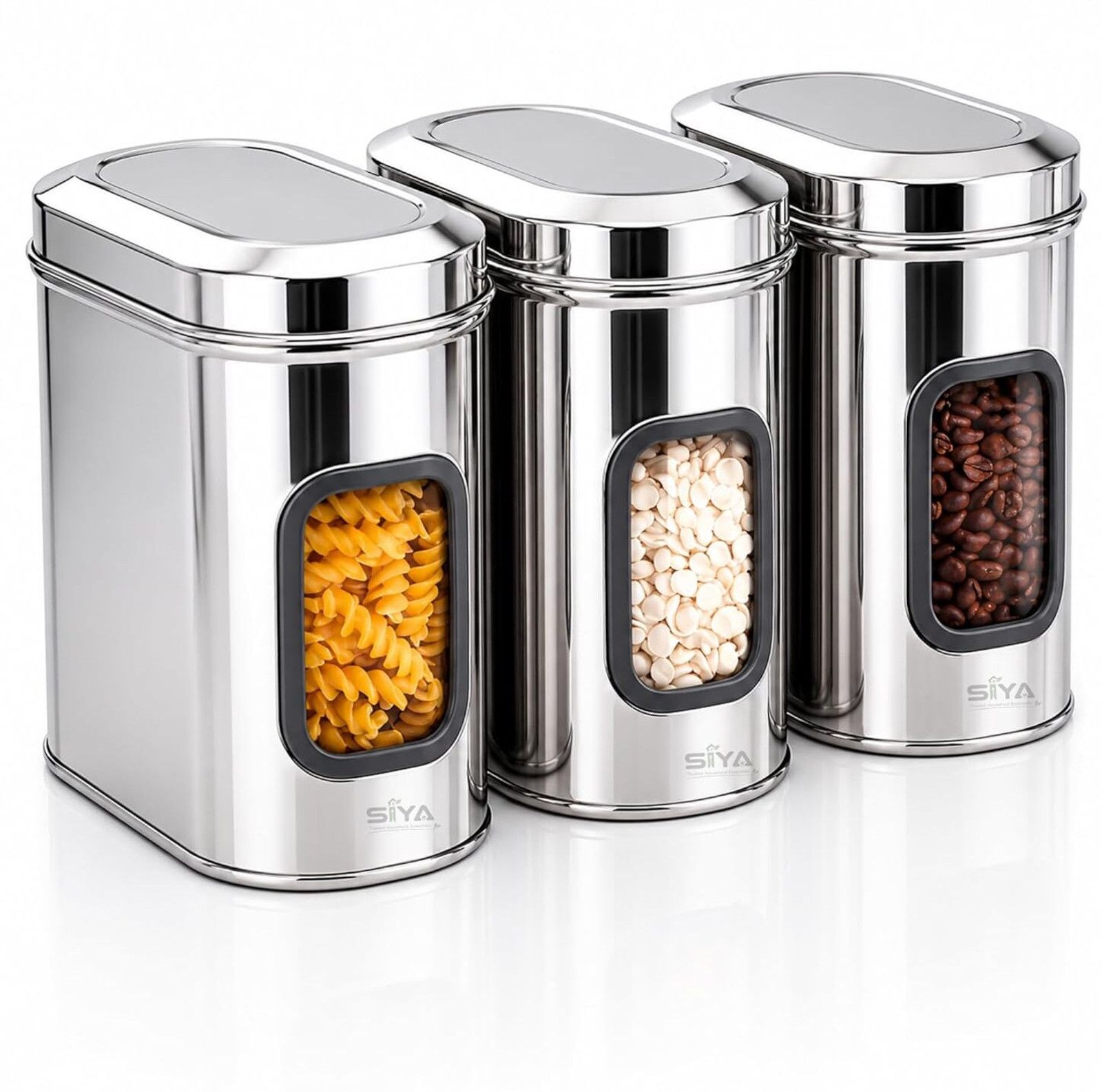 SIYA Stainless Steel Container | 2500 ml | Pack of 3 | Silver