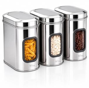 SIYA Stainless Steel Container | 2500 ml | Pack of 3 | Silver