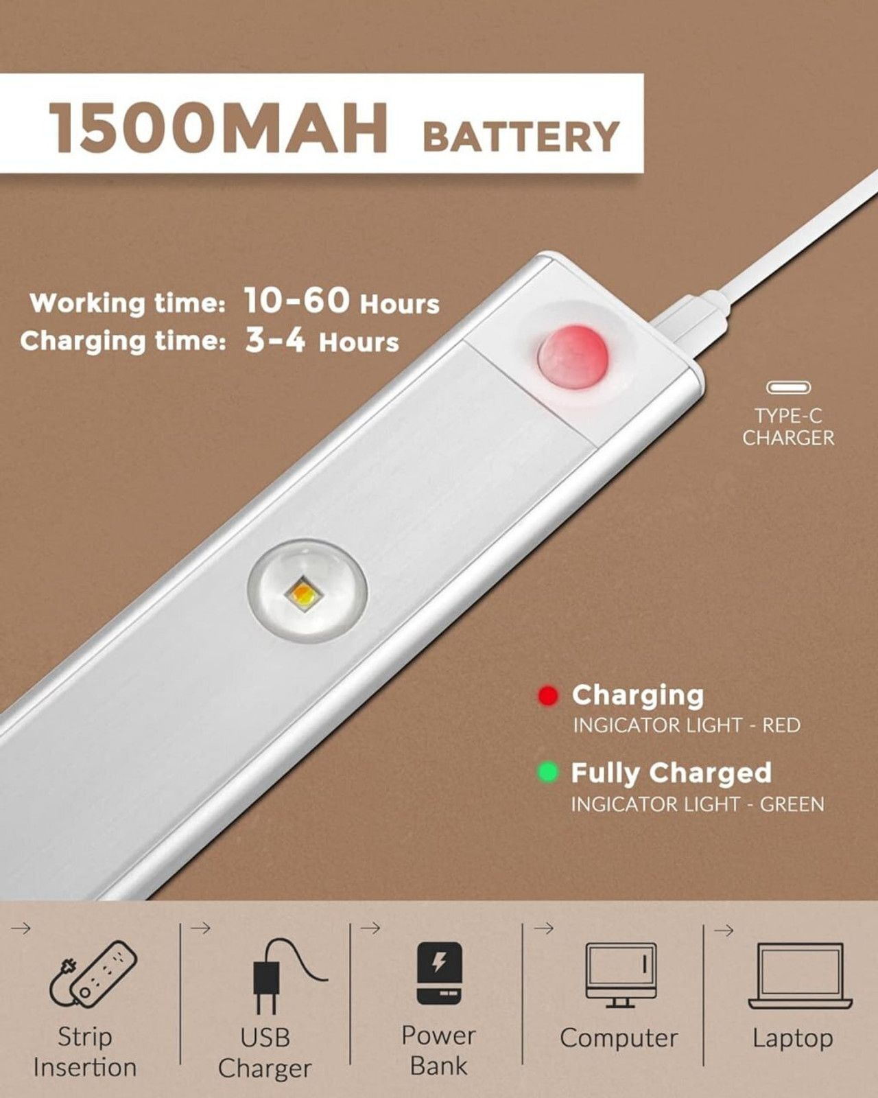 Bitline 3 Colors Smart Motion Sensor Light Wireless USB Rechargeable - 5