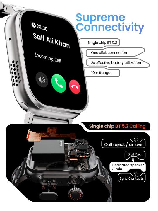 GOBOULT Crown 1.95'' Screen, Working Crown, Zinc Alloy Frame Smartwatch - 6