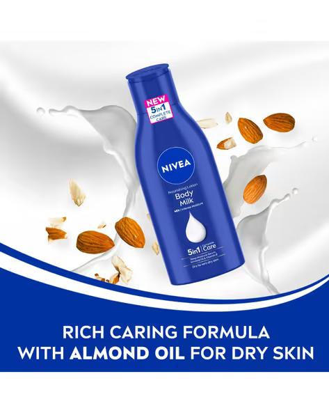 NIVEA Body Milk Nourishing Lotion 72h Intense Care Almond Oil for Dry Skin - 3