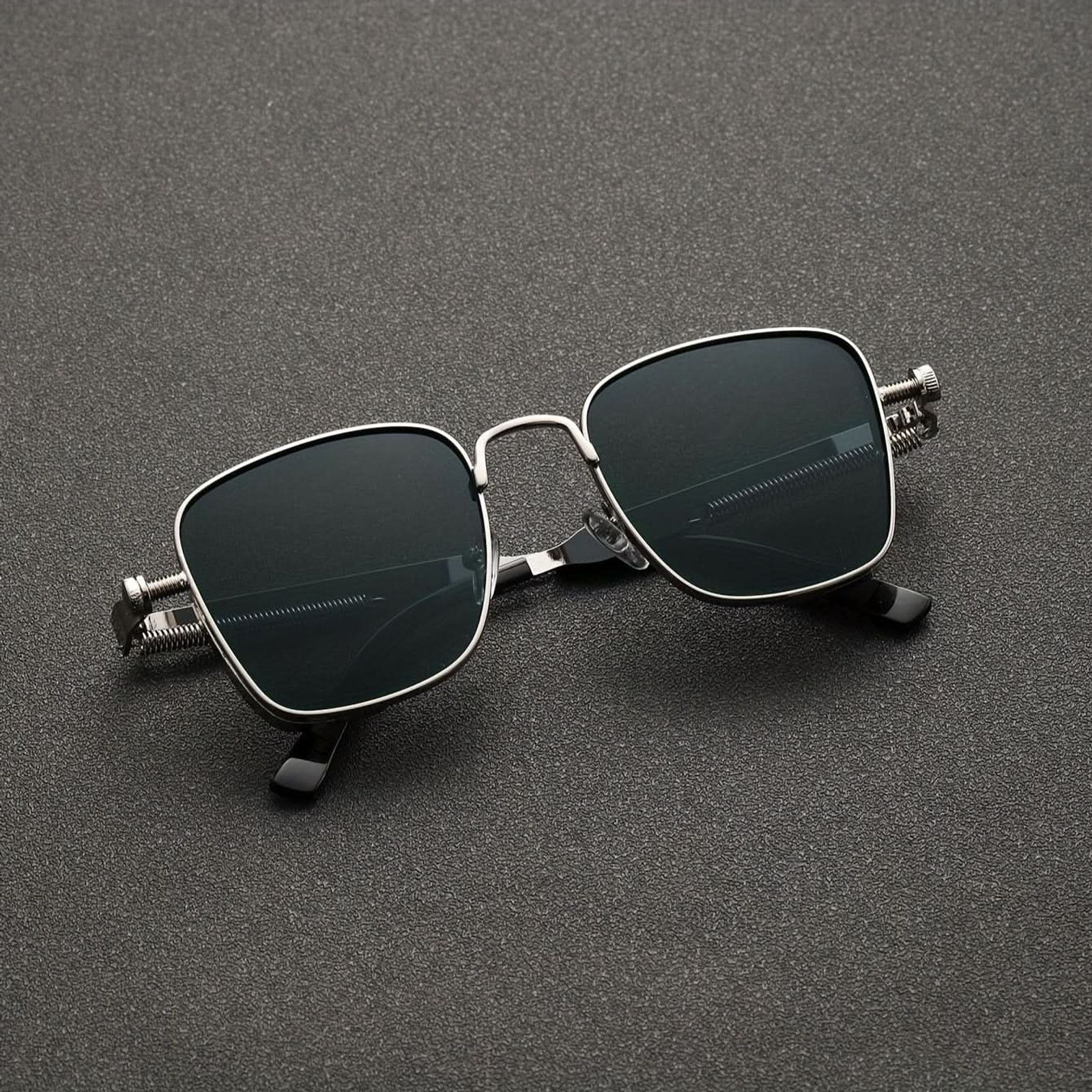 YOUTH CLUB Toughened Glass Lens Retro Square Sunglasses For Men