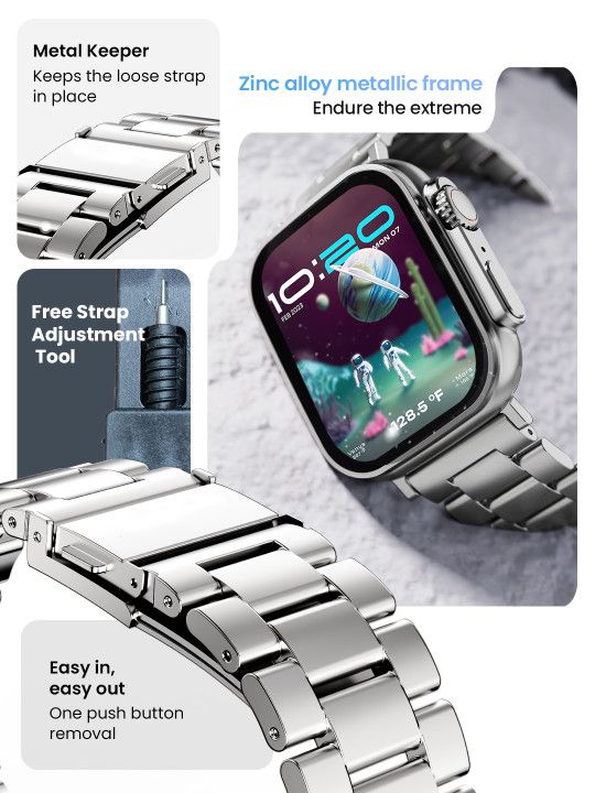 GOBOULT Crown 1.95'' Screen, Working Crown, Zinc Alloy Frame Smartwatch - 5