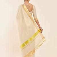 SOCH Gold Tissue Kasavu Saree With Zari Pallu And Borders Saree - 6
