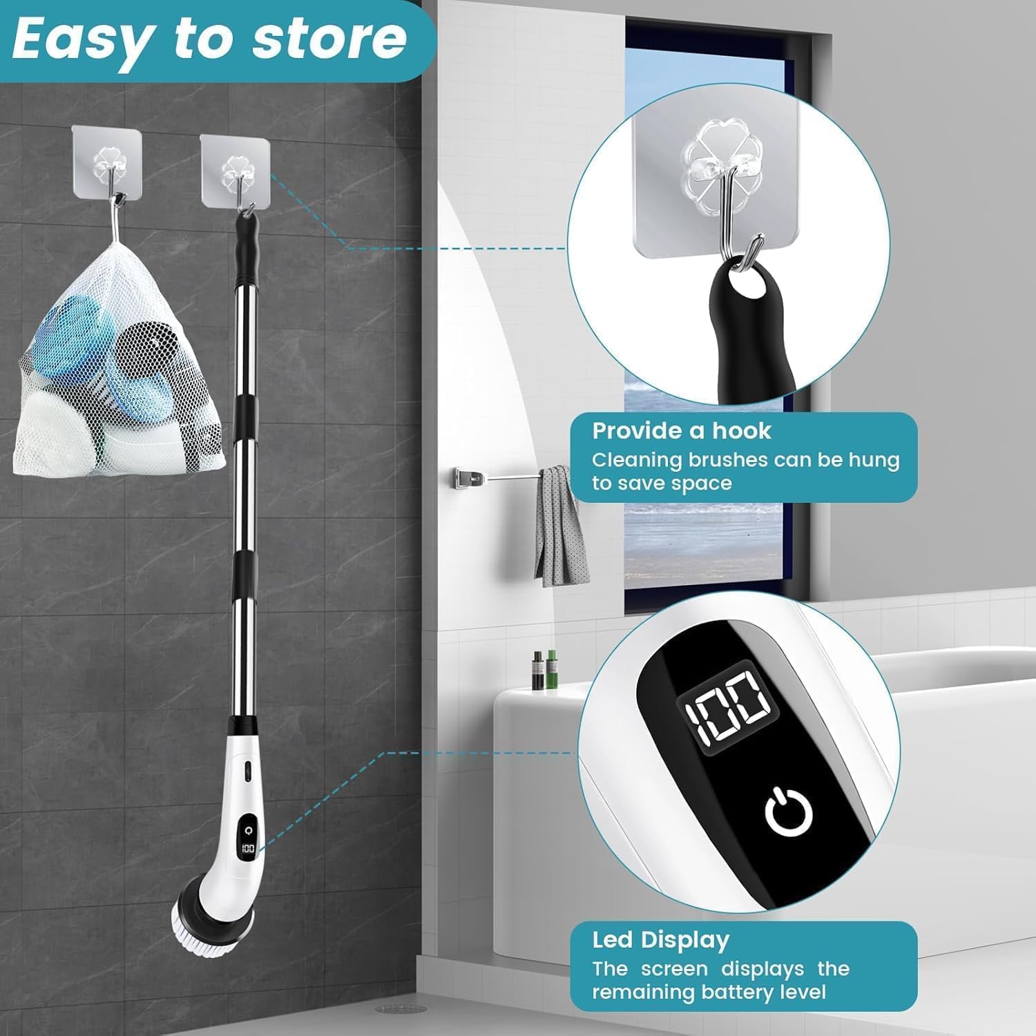 9 in 1 Electric Spin Scrubber | Cleaning Brush Scrubber for Home - 7