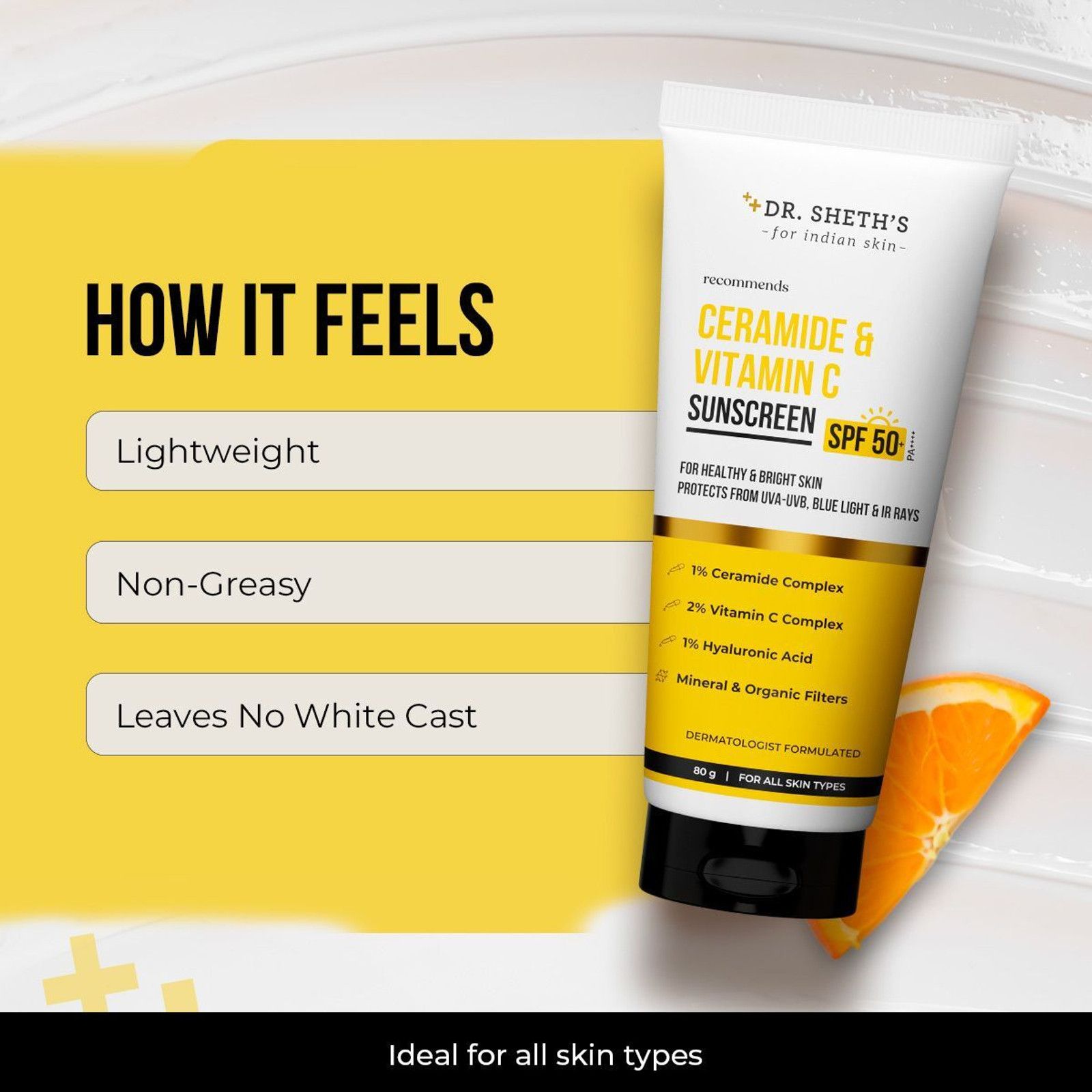 Dr. Sheth’s Sunscreen Ceramide & V-C, SPF 50+ Pa+++ All Skin Types - 4