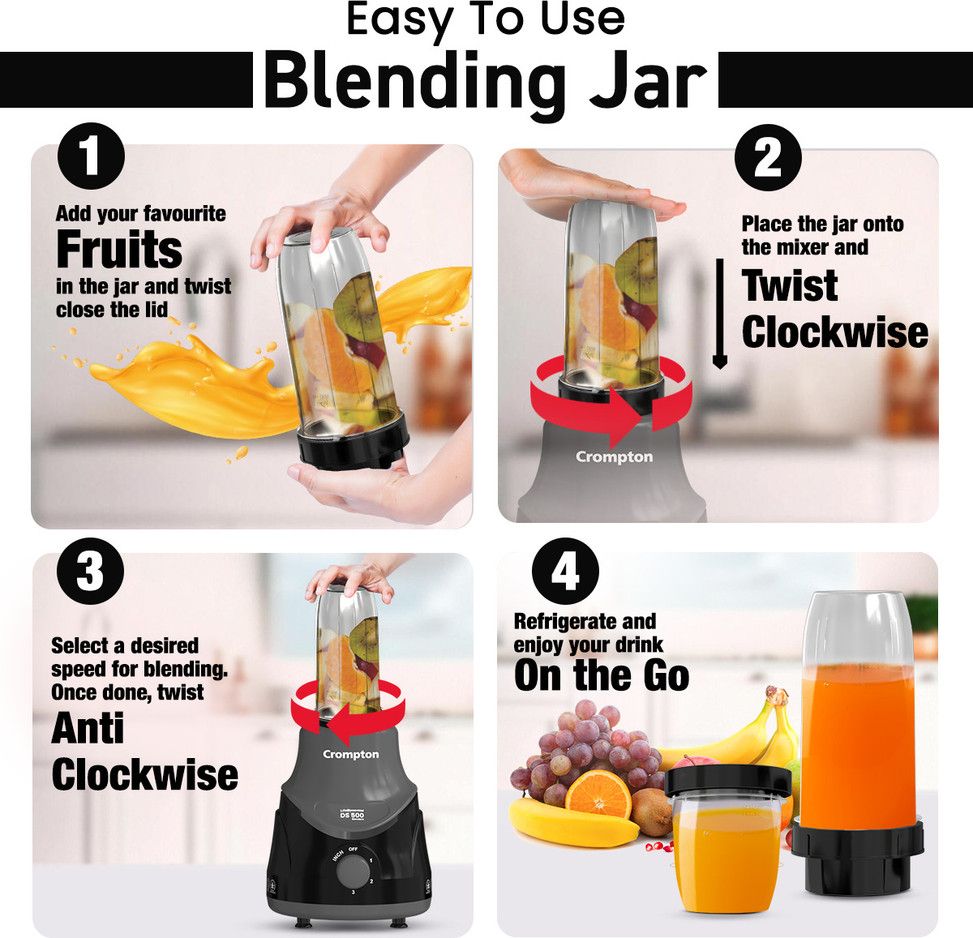 Crompton BlendX 500 W Juicer Mixer Grinder - 5