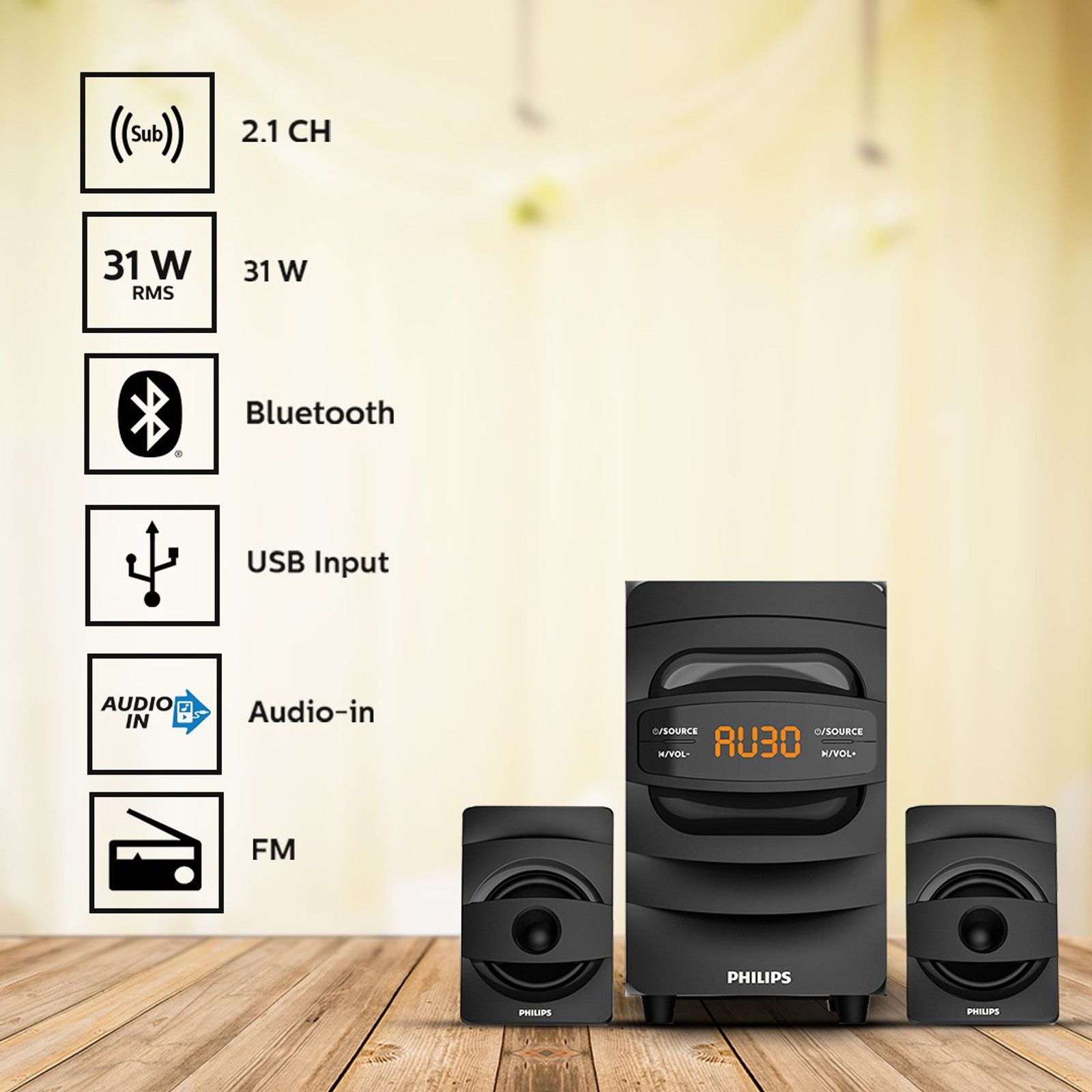 PHILIPS MMS2625B/94 31 W Bluetooth Home Audio Speaker - 2