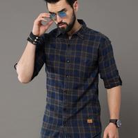 tallwalker Men Regular Fit Checkered Spread Collar Casual Shirt