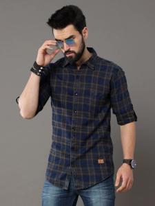 tallwalker Men Regular Fit Checkered Spread Collar Casual Shirt