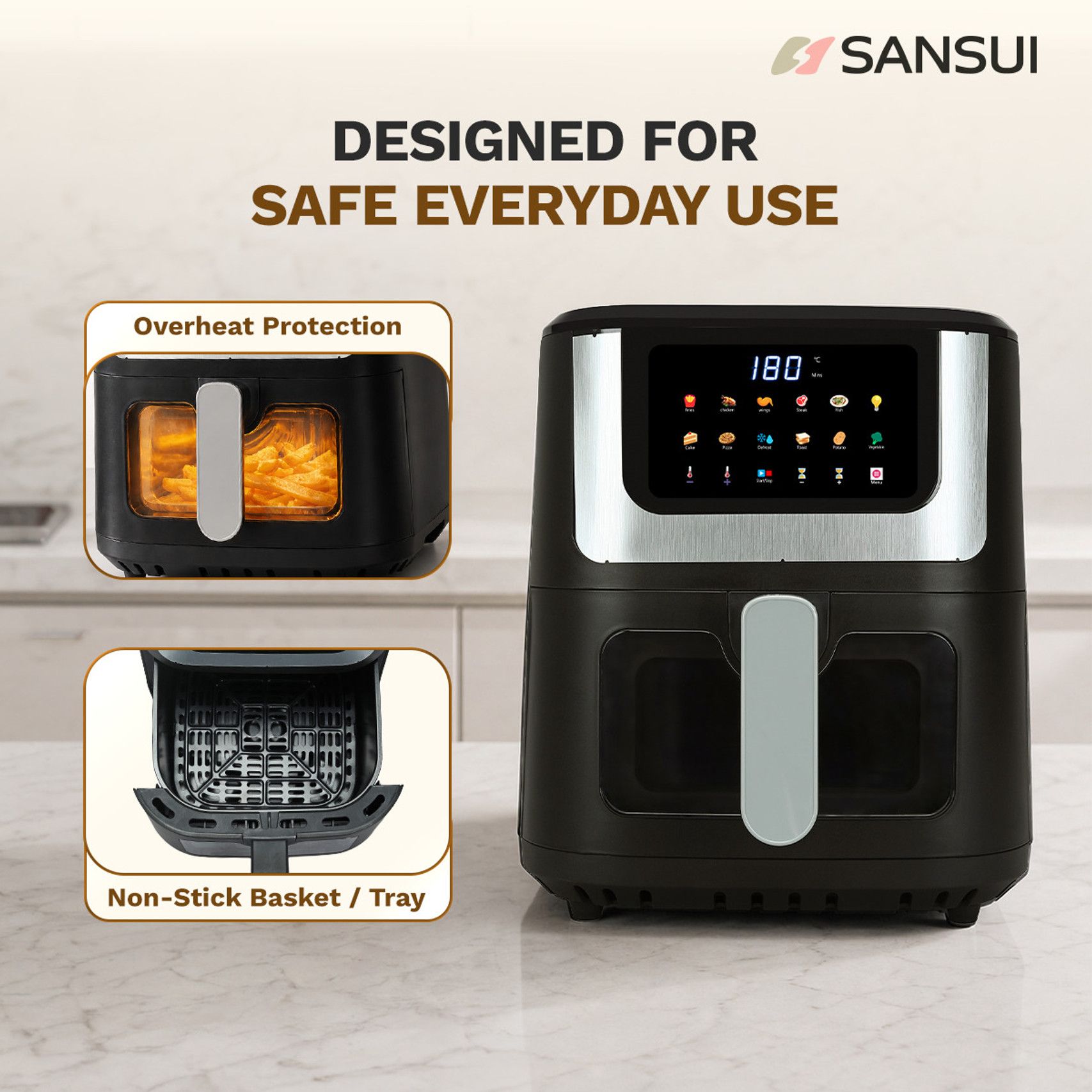 Sansui Air Fryer 7 L Digital Touchscreen