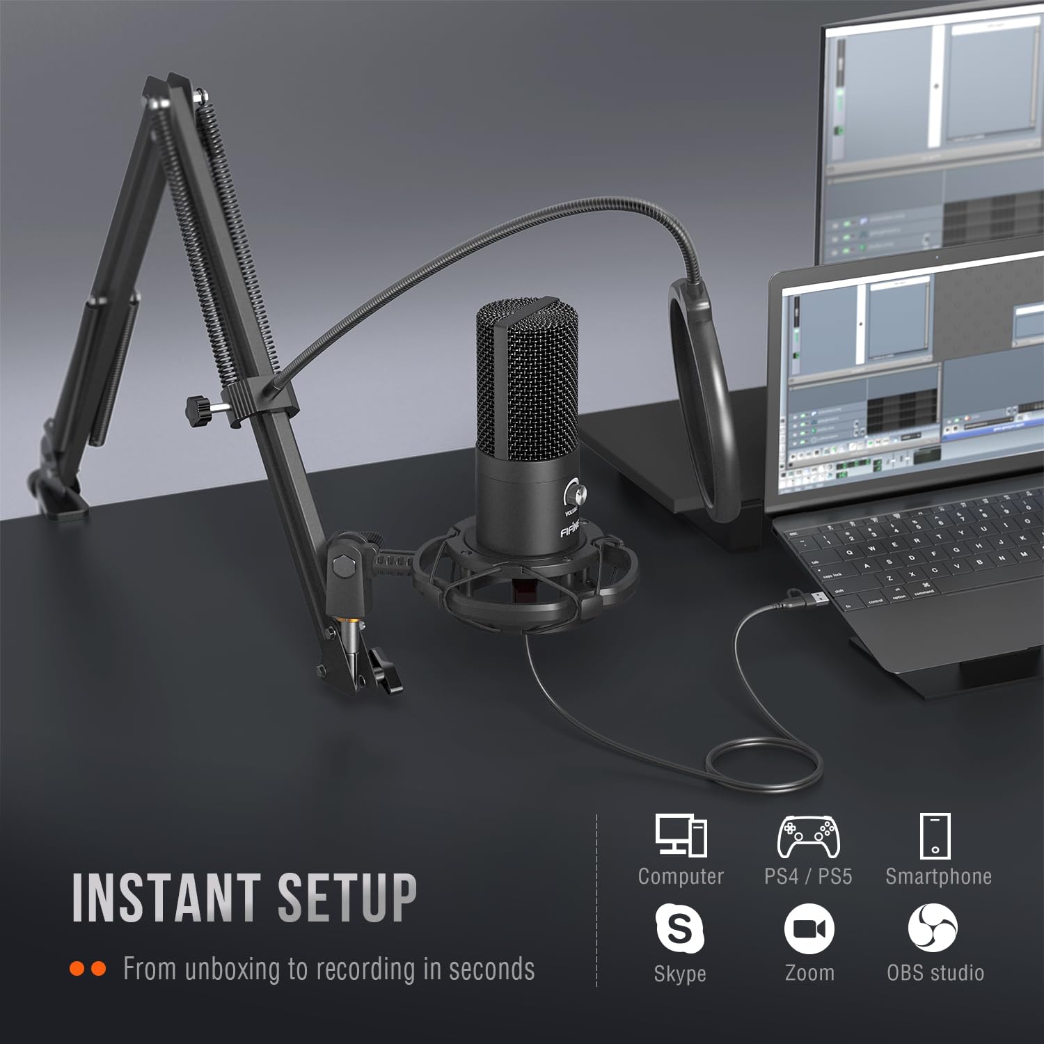 FIFINE T669 USB Condenser Mic Kit - 4