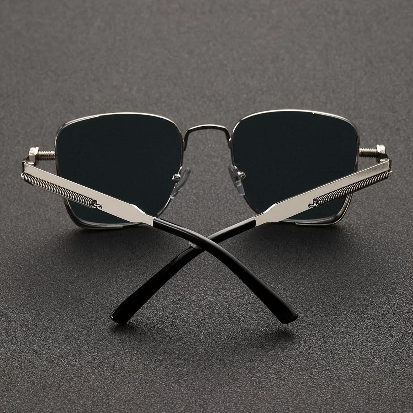YOUTH CLUB Toughened Glass Lens Retro Square Sunglasses For Men - 4