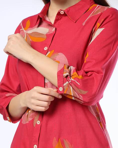 FUSION Women Floral Print Straight Kurti - 4
