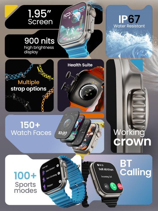 GOBOULT Crown 1.95'' Screen, Working Crown, Zinc Alloy Frame Smartwatch - 2
