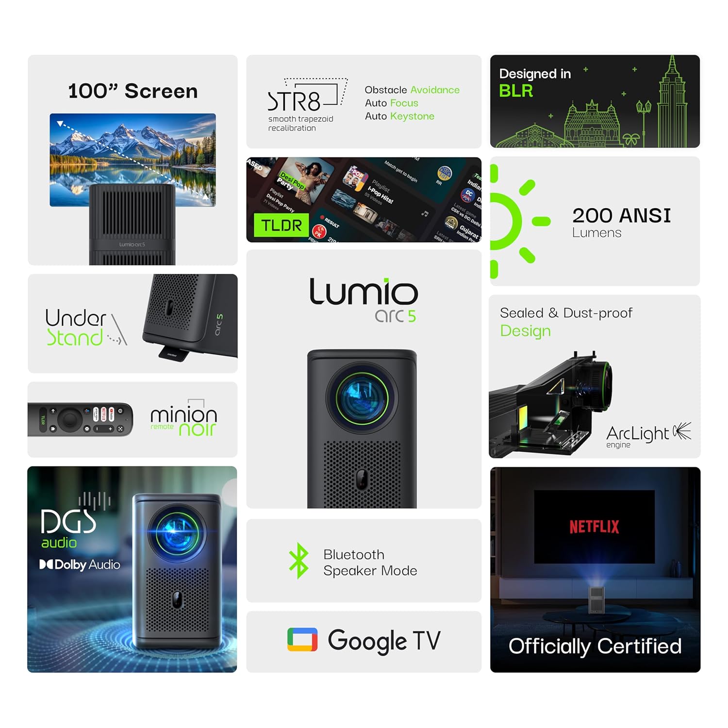 Lumio Arc 5 1080p NHD 4K 200 ANSI Dolby Audio - 2