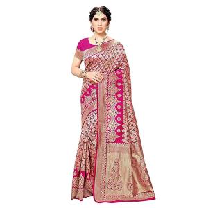 Yashika Women's Trendy Banarasi Kanjivaram Silk Saree with Blouse Material