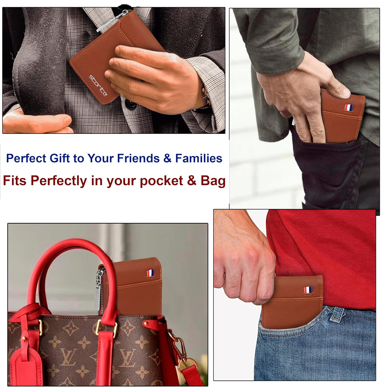 Storite PU Leather Card Holder Money Wallet, Lightbrown - 7