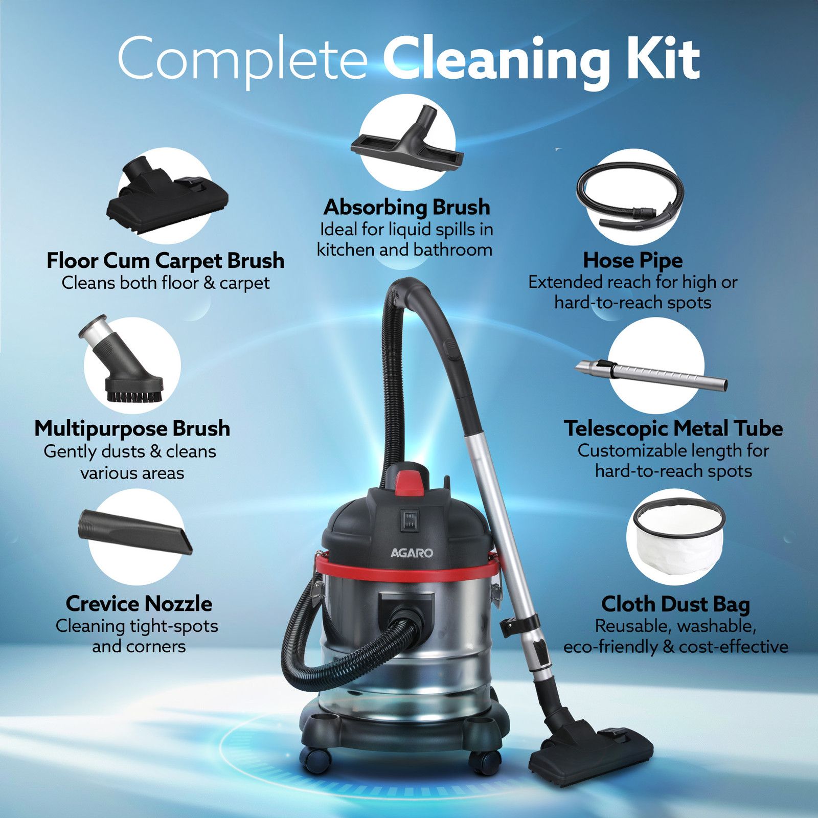 AGARO Ace Wet & Dry Vacuum Cleaner 1600 Watts - 4