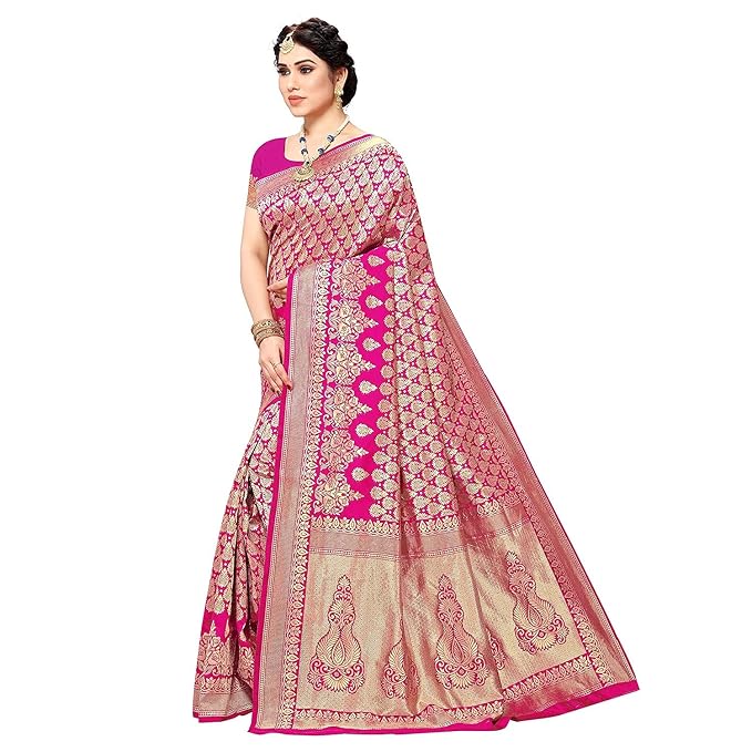 Yashika Women's Trendy Banarasi Kanjivaram Silk Saree with Blouse Material - 2
