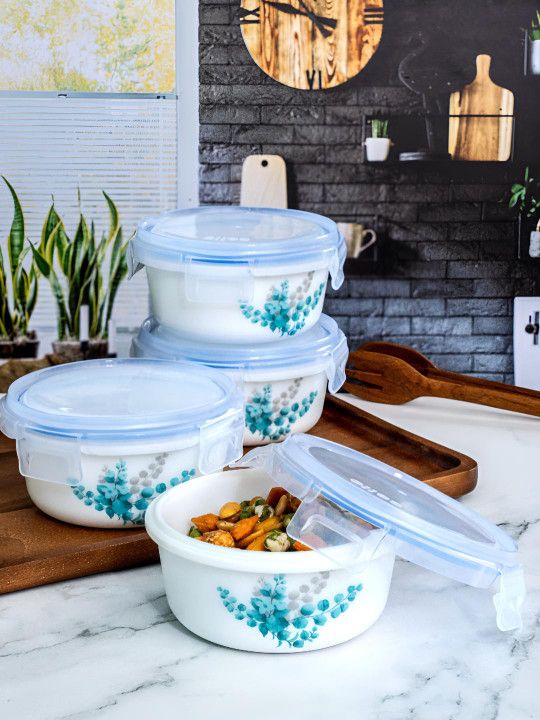 Cello Opal Glass 4 Pieces Printed Storage Container Set