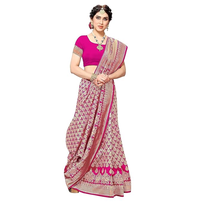 Yashika Women's Trendy Banarasi Kanjivaram Silk Saree with Blouse Material - 5