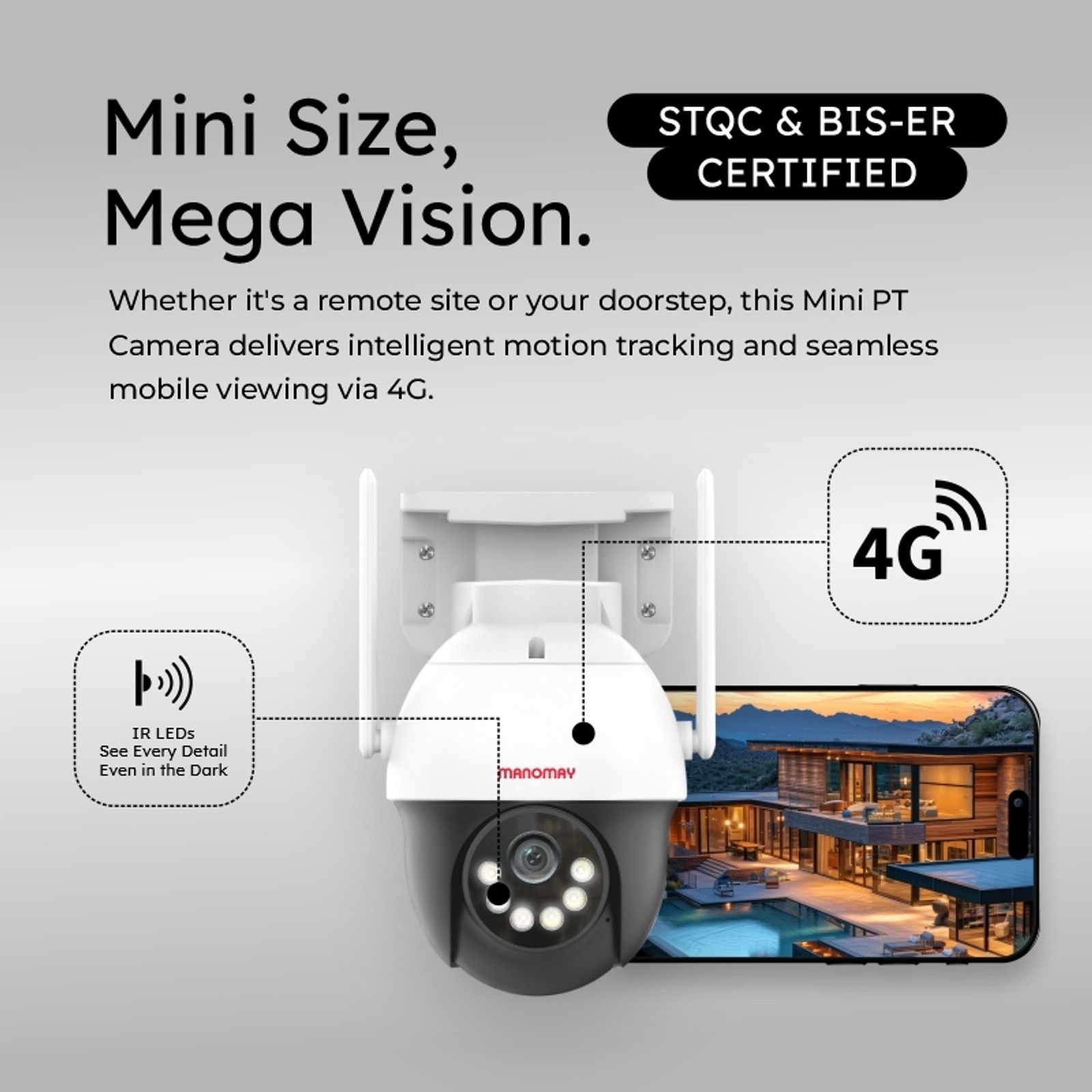 Manomay 4G SIM CCTV WiFi Security Camera 256 GB 1 Channel - 2