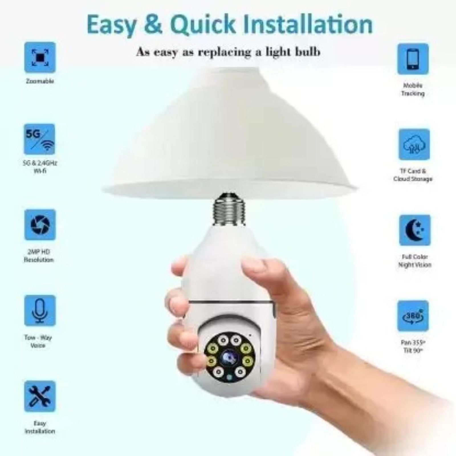 PERAMISYM Bulb Shape WiFi CCTV Wireless Indoor Camera - 2