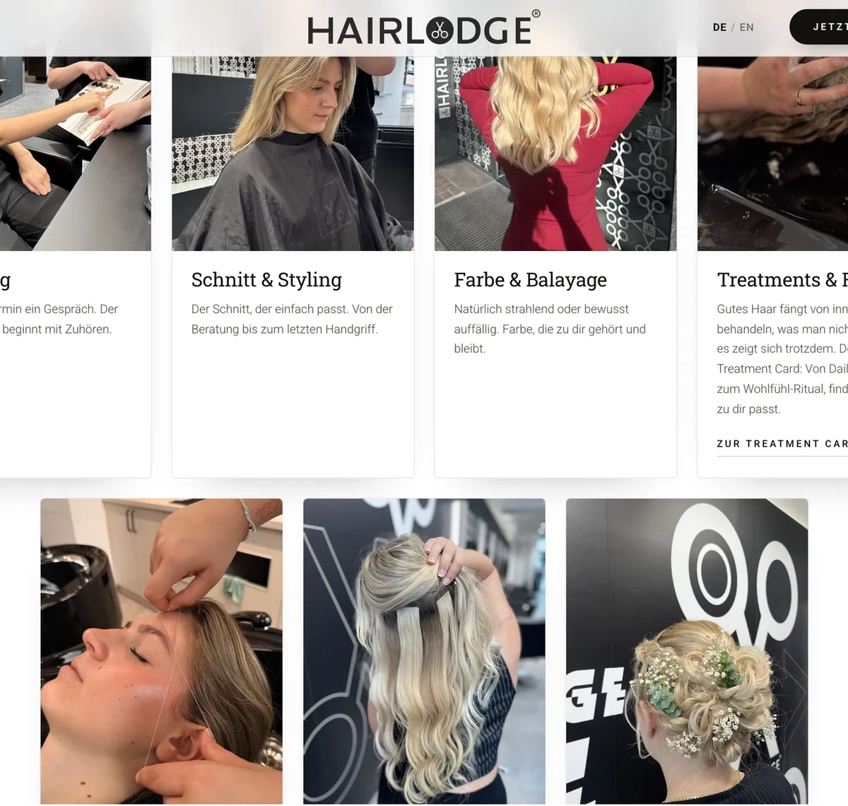 HAIRLODGE: Die Leistungsuebersicht auf hairlodge.at: Beratung, Schnitt, Farbe und Treatments