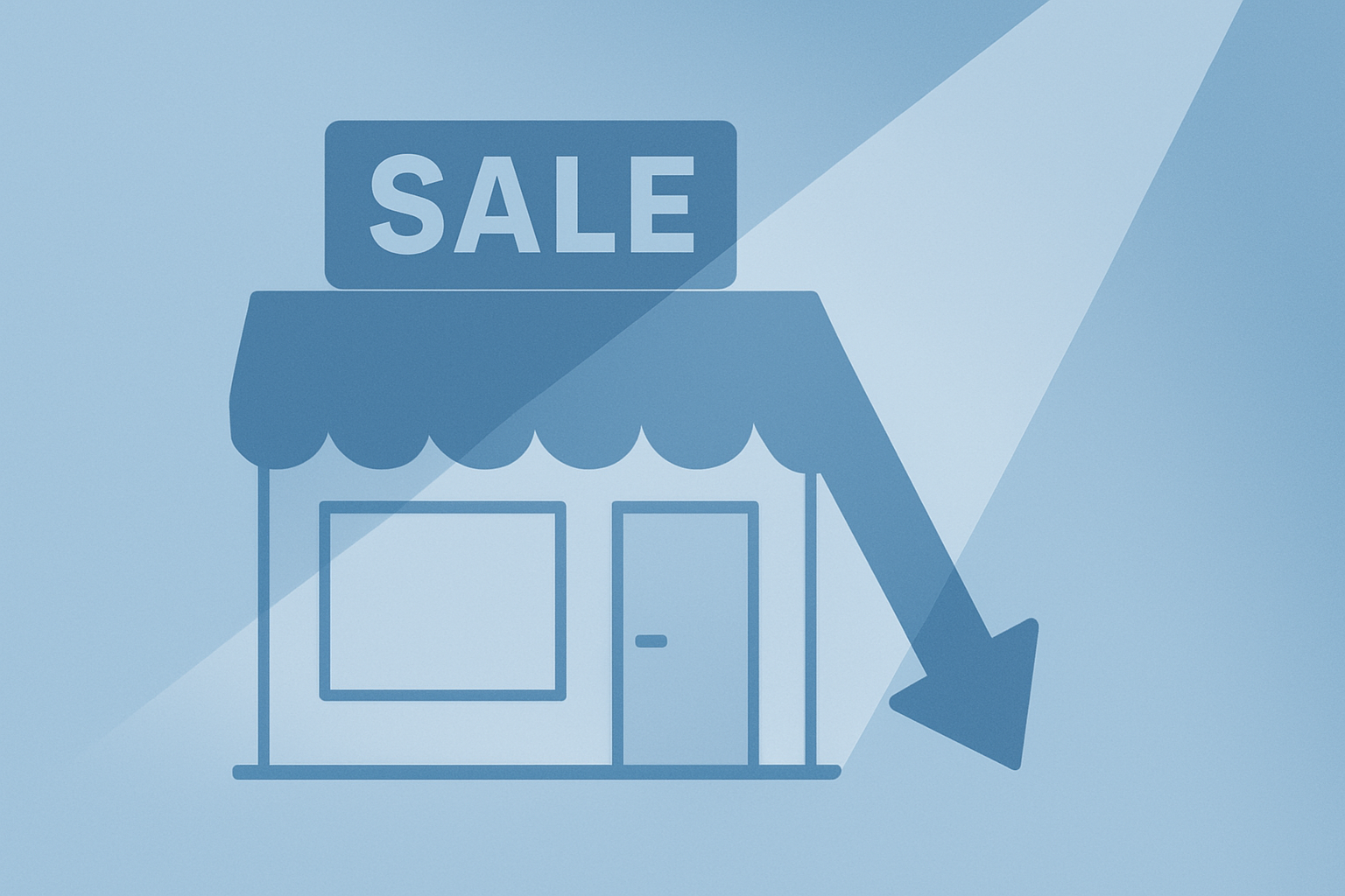 Flat vector retail storefront under a narrowing spotlight evoking Bath & Body Works earnings guidance cut.