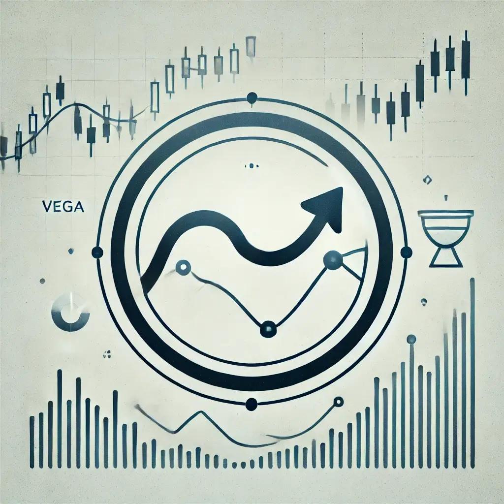 Arrow with financial background representing understanding the Vega in options trading strategies